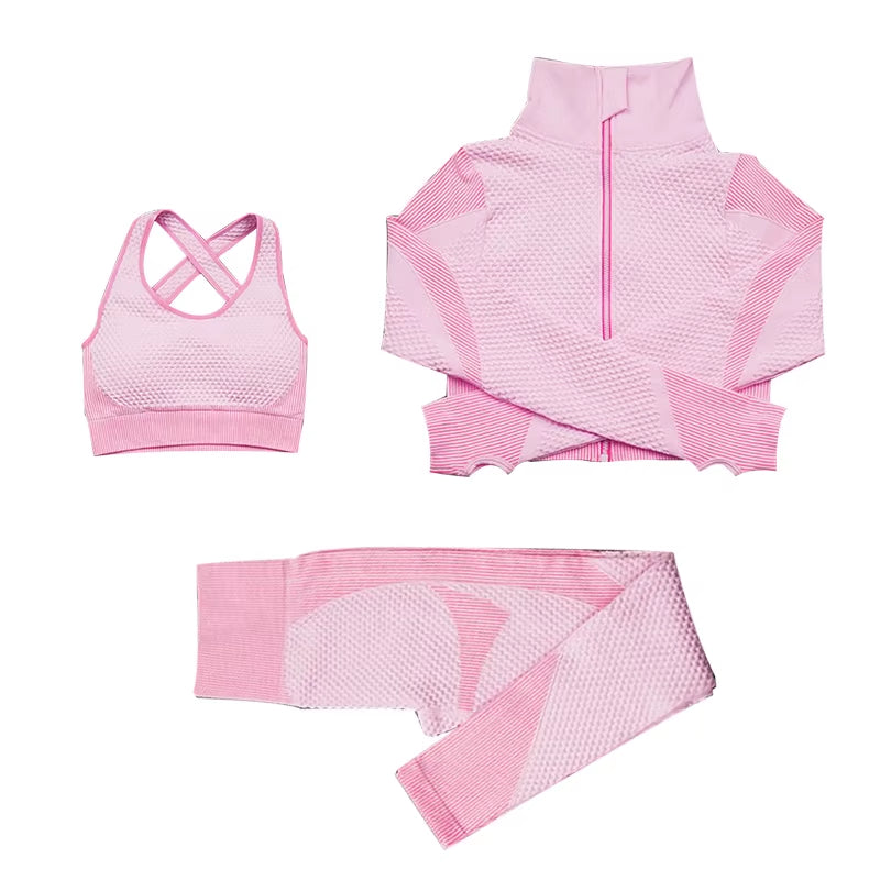 Seamless Yoga Set Women'S Sportswear Fitness Yoga Clothing Female Gym Workout Running Suit Quick Dry Breathable Active Wear