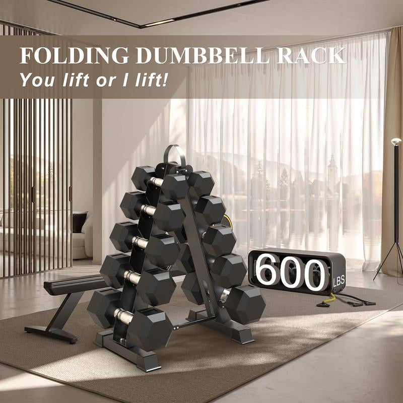 Space-Saving A-Frame Dumbbell Rack Stand - Holds 600LBS - Perfect Home Gym Fitness Storage Solution (Dumbbells Sold Separately) Workout Equipment