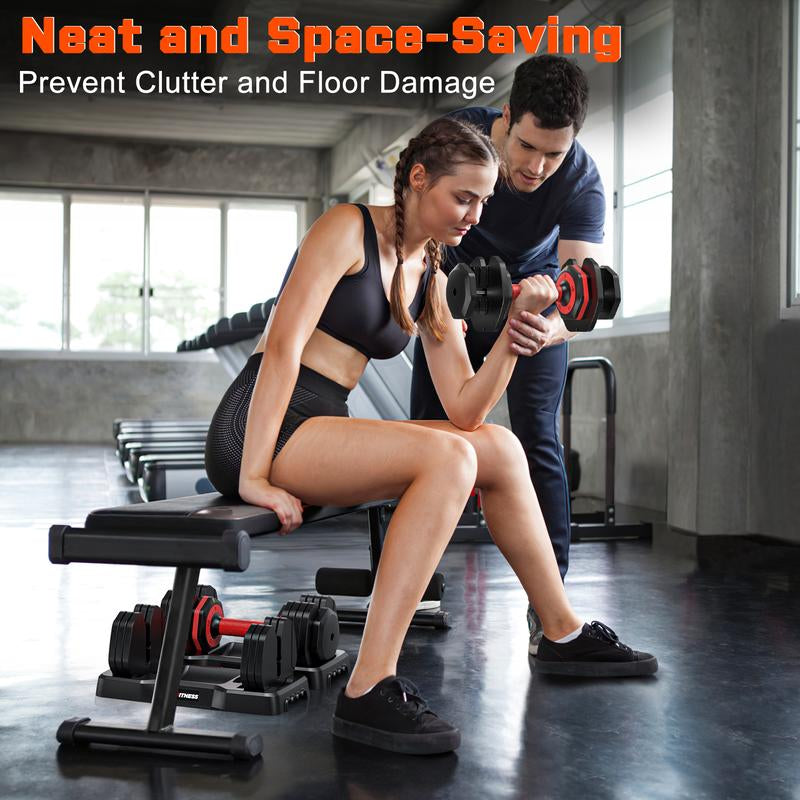 Bearbro Adjustable Dumbbells Set, 1-Sec Adjustable Weights Dumbbells Set, 5 in 1 Free Adjustable Dumbbell Set with Anti-Slip Texture Handle, Weight Set for Home Gym Suit Both Men and Women