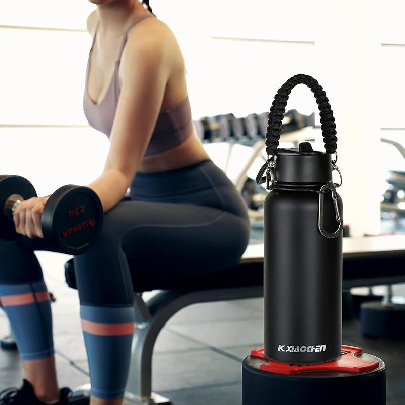 KXIAOCHEN 【2025 Upgraded】Insulated Water Bottle, Stainless Steel Water Bottle, 2 Lids(Straw Lid&Spout Lid), Wide Mouth Metal Water Bottles Keep Hot and Cold, Double Walled, Thermo Mug, Metal Canteen