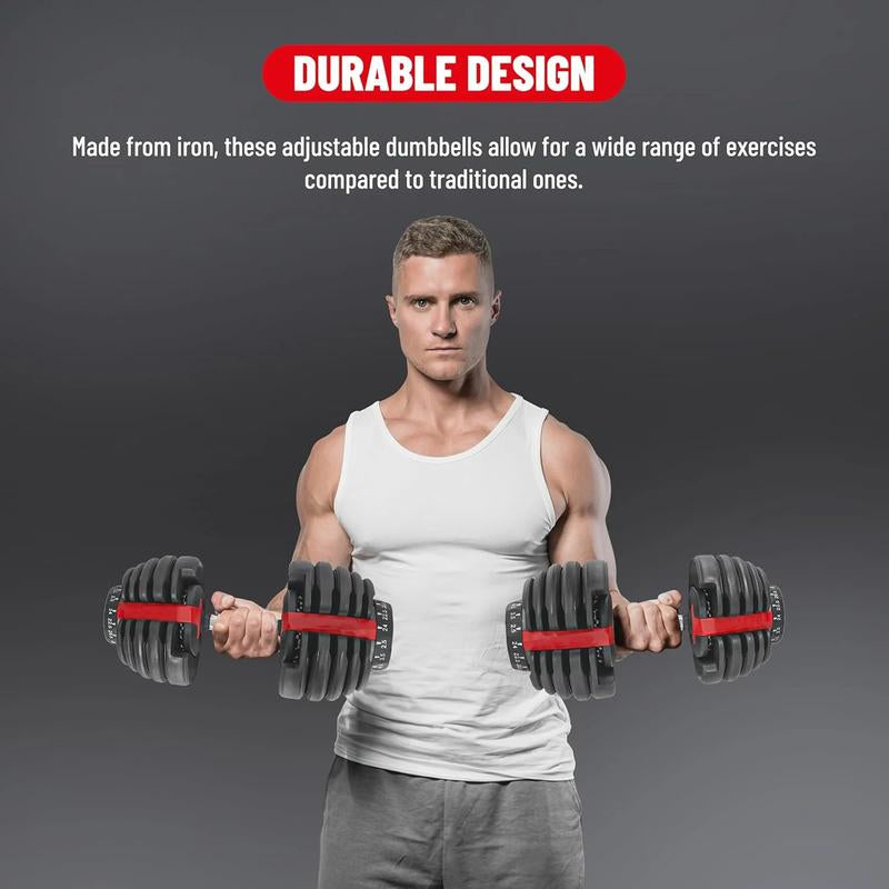 5-52.5LB Adjustable Dumbbell Single, Anti-Slip Handle Dumbbell for Home Gym Exercise, Full Body Workout, Strength Training, Fitness Enthusiasts
