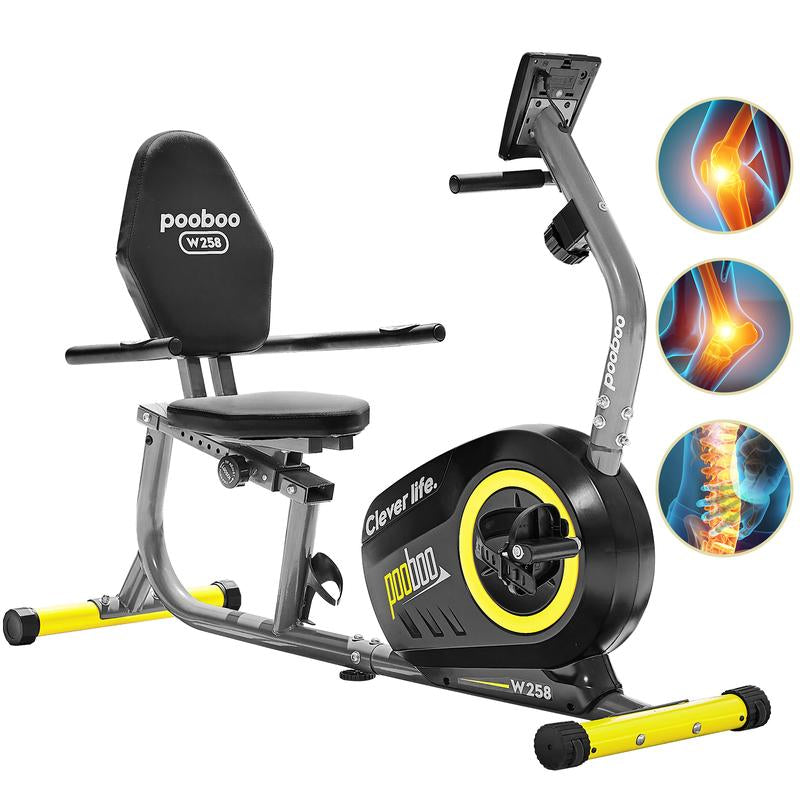 Pooboo Exercise Recumbent Exercise Bike, Home Cycling Fitness, Cardio Elliptical Indoor Training, Cycling Bikes Magnetic Resistance Adjustable