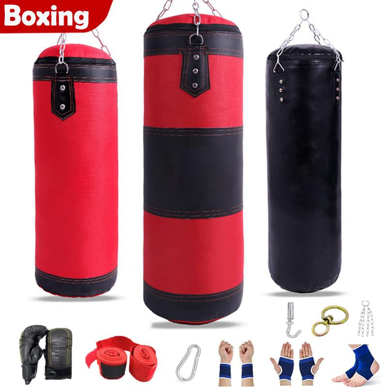 Punching Bag for Adults,Men,Women,Kids, Hanging Punching Bag with Boxing Gloves, Chains, Wristband, Heavy Boxing Bag for Training, Karate, Kickboxing, Muay Thai -Unfilled (Red)