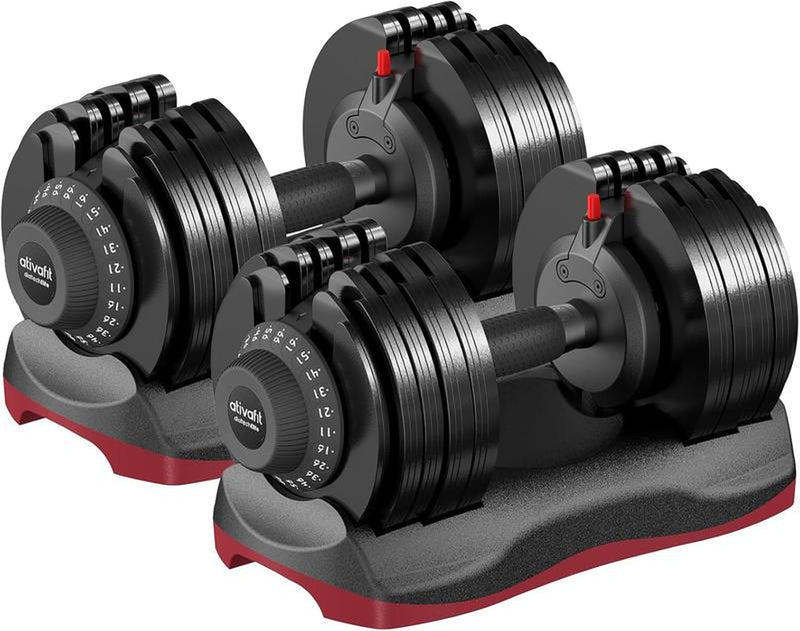 Ativafit 66LBS Adjustable Dumbbell Set | DT1166 with Anti-Slip Handle 12 in 1 Quick Dial Adjustment Weights with Safety Locking Button Space Saving Strength Training for Full Body Home Gym Workout