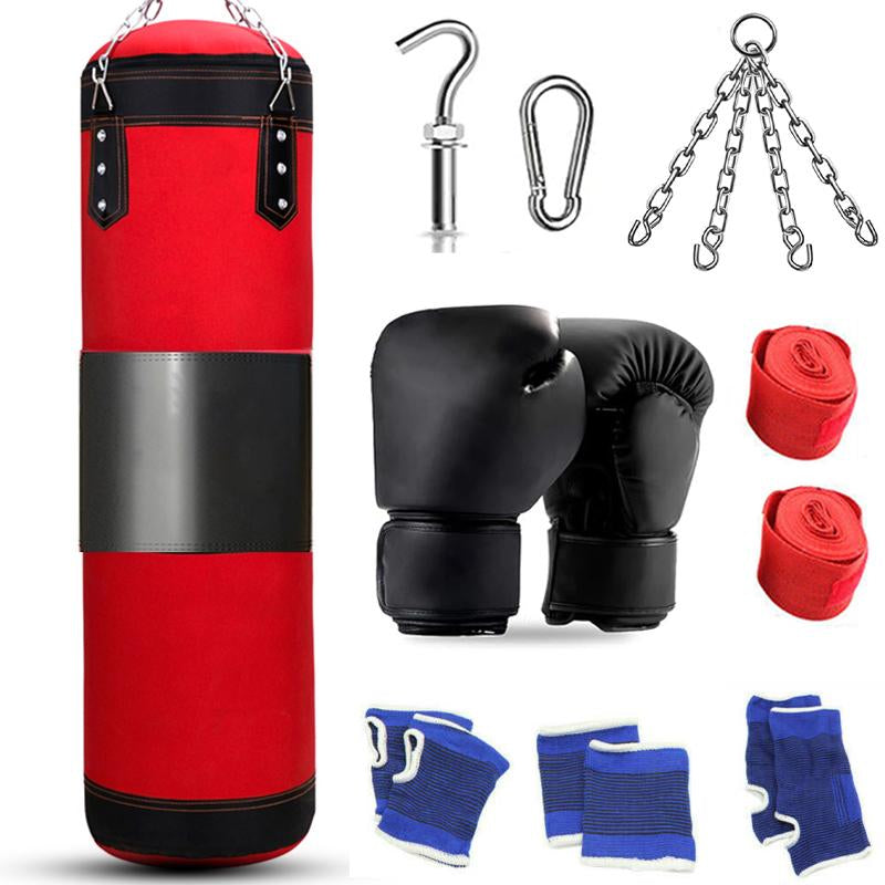 Punching Bag for Adults,Men,Women,Kids, Hanging Punching Bag with Boxing Gloves, Chains, Wristband, Heavy Boxing Bag for Training, Karate, Kickboxing, Muay Thai -Unfilled (Red)