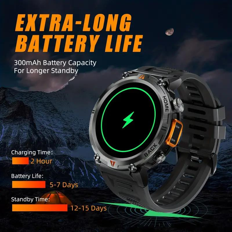 Sports Smart Watch for Men: LED Lighting, Answer/Make Calls, Outdoor Sports Watch, Fitness Tracker, Pedometer & More Android Devices Mobile Phone