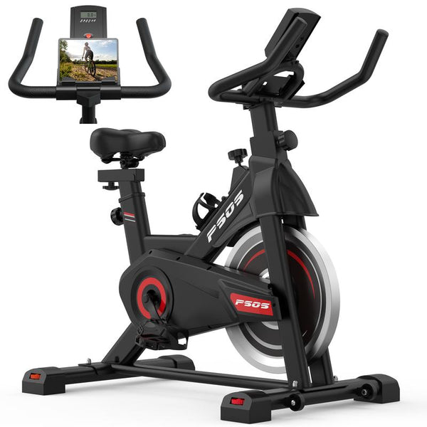 Roll over Image to Zoom in Exercise Bike, Stationary Bikes for Home Gym,Workout Bike with Belt Drive, Indoor Cycling Bike with Digital Display & Comfortable Seat Cushion