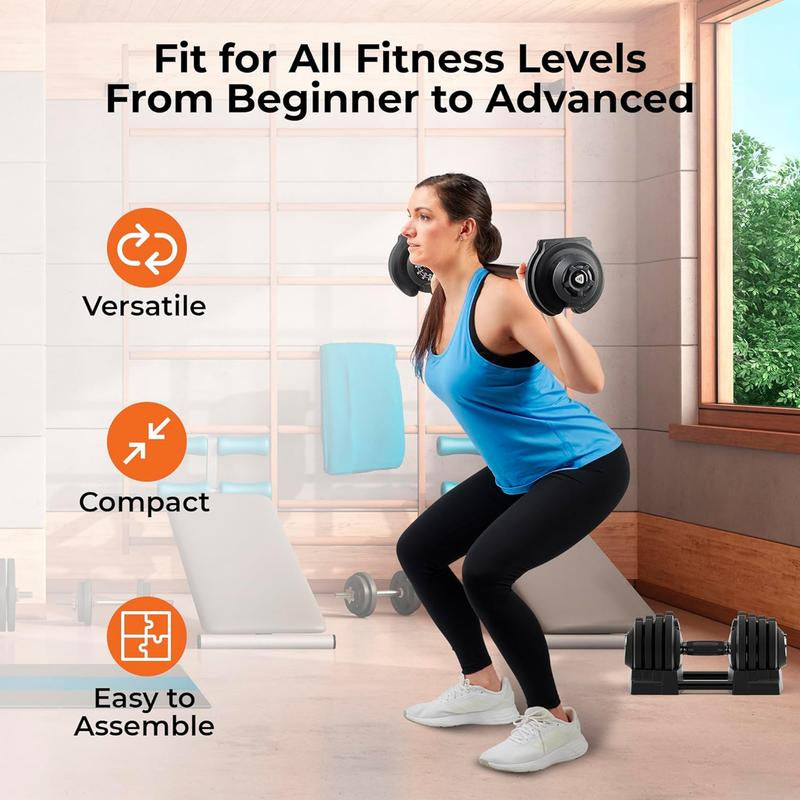 Adjustable Dumbbells - 15Lb 25Lb 43Lb 55Lb 90Lb 6In1 Dumbbells Adjustable Weight, Compact Quick Adjustable Dumbbells Set/Single for Full Body Exercise & Fitness Home Gym,Compact 6In1 Adjustable Weight Dumbbells Set - 15Lb to 90Lb for Full Body