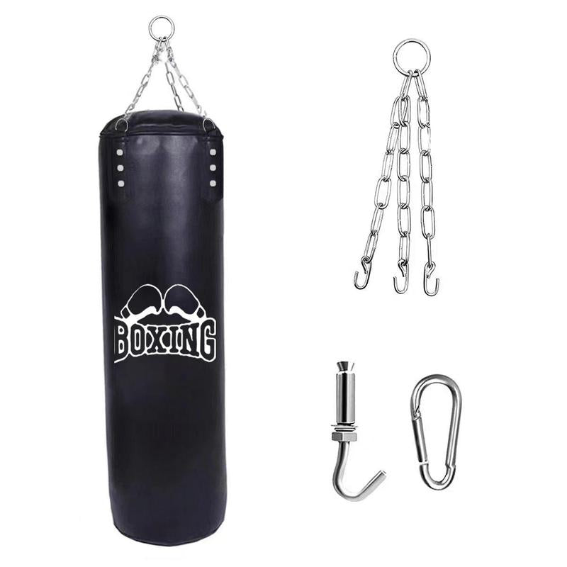 Professional Boxing Sandbag, Summer Gifts, 1 Set PU Leather Heavy Hollow Punching Sandbag, Tear-Resistant Boxing Equipment for Martial Arts Training, MMA, Home Gym, Christmas, Fitness Benefits Christmas Gift