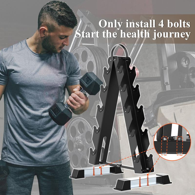 Space-Saving A-Frame Dumbbell Rack Stand - Holds 600LBS - Perfect Home Gym Fitness Storage Solution (Dumbbells Sold Separately) Workout Equipment