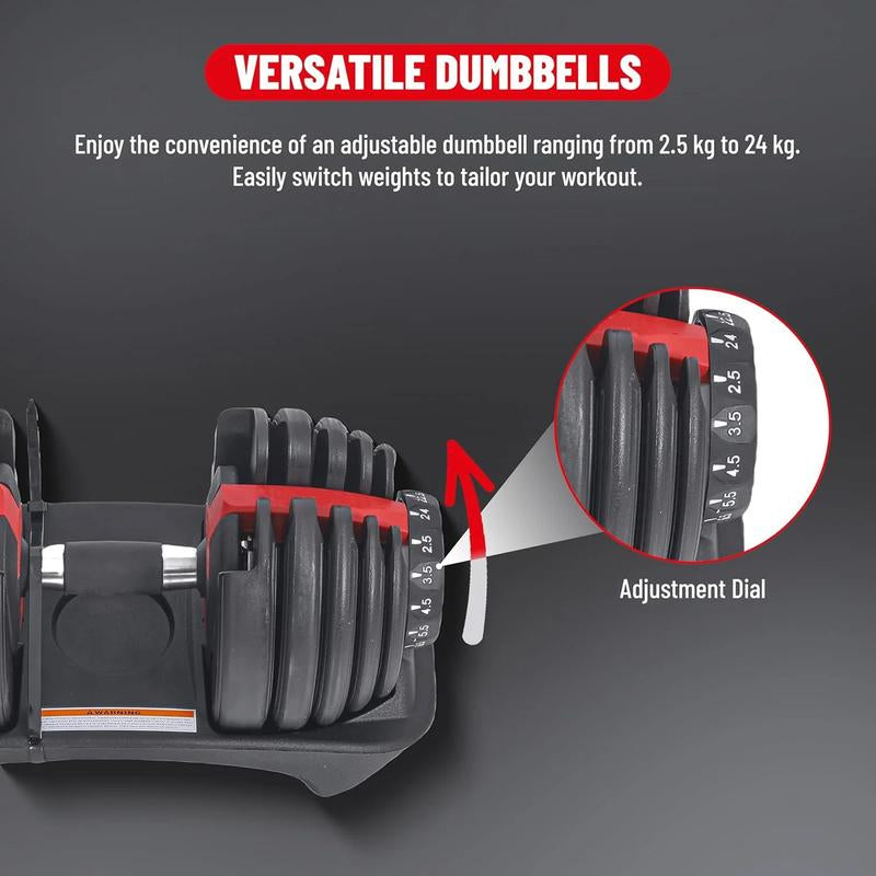 5-52.5LB Adjustable Dumbbell Single, Anti-Slip Handle Dumbbell for Home Gym Exercise, Full Body Workout, Strength Training, Fitness Enthusiasts