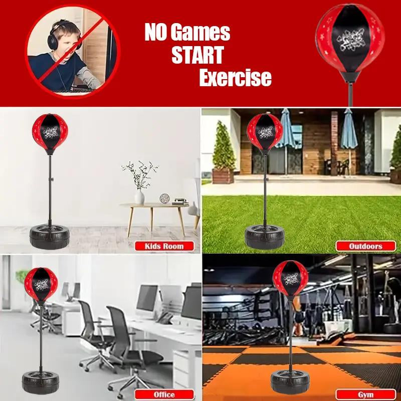 Adjustable Stand Punching Bag with Boxing Gloves - Fun and Safe Toy for Boys and Girls Ages 3+ - Ideal for Karate and Martial Arts Training Ideal Christmas Birthday Gift Protective Gear
