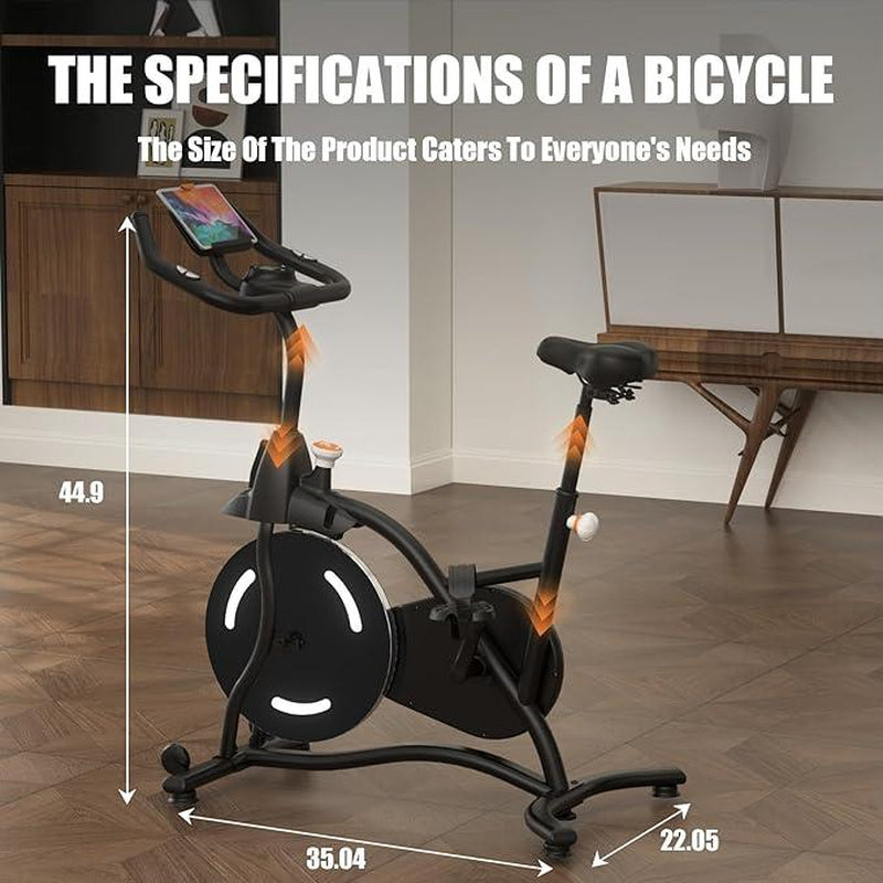 Outdoorfun SMART QUEEN Exercise Bike Stationary Bikes for Home, Adjustable Resistance & Comfortable Seat Workout Bike, Quiet Indoor Cycling Bike with Digital Monitor, Phone Holder