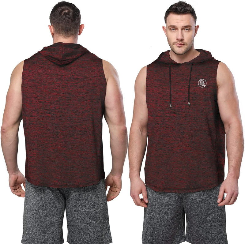 Men'S Dry Fit Workout Athletic Tank Tops with Hoodie, Performance Sleeveless Vest Gym Muscle Shirts 3 Pack