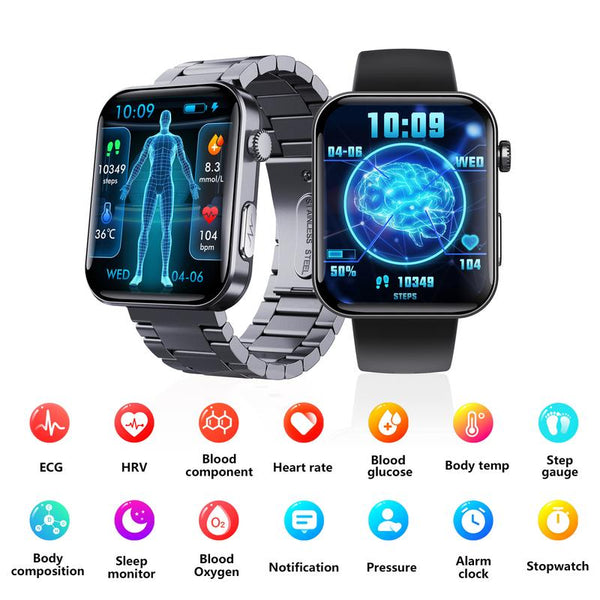 Smart Watch ECG Monitoring SOS Fall Alarm Blood Glucose and Blood Pressure Bluetooth Sports Smart Watch HRV Report