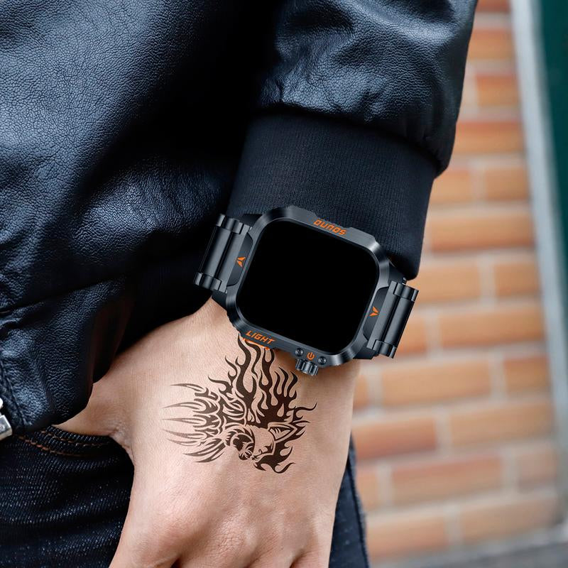 New Men'S Outdoor Sports Smart Watch 2.01 Inch, Wireless Call, LED Flashlight, Mobile Phone Synchronization Information, IP68 Waterproof, 100+ Sports Mode, One-Button Connection, Mobile Phone Full System Connection, Outdoor Sports Preferred Wearable