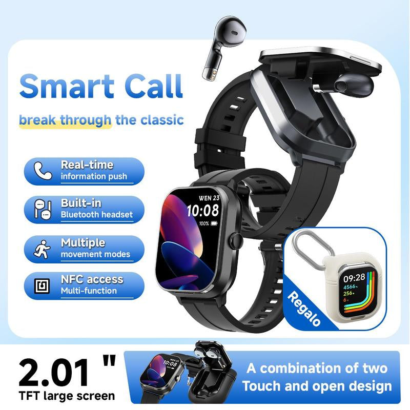 SIMSONLAB Multifunctional Smart Watch, Fashionable 2 in 1 Smart Watch with Earbuds, BT Smart Watch with Health Monitoring & Fitness Tracker for Ios & Android