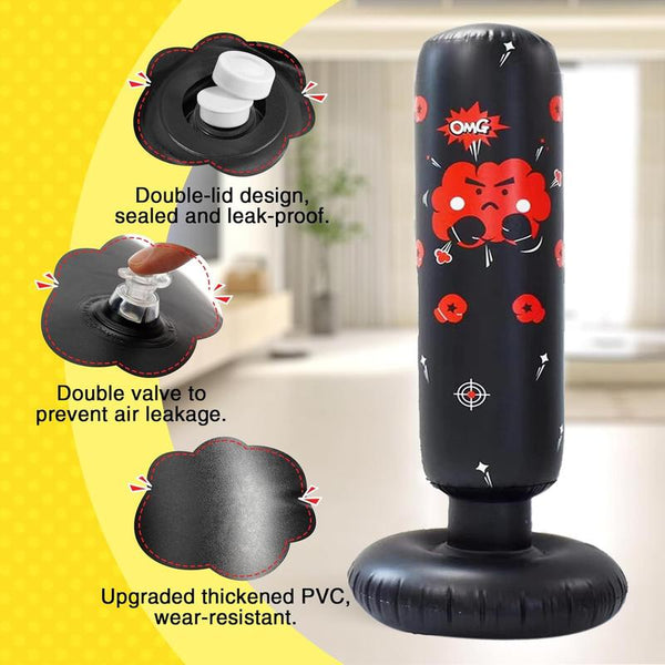 Inflatable Punching Bag for Kids, Standing Boxing Puching Bag, Tumble Boxing Column for Fitness, Boxing Equipment, Workout Equipment, Gym Accessories X'Mas Gifts