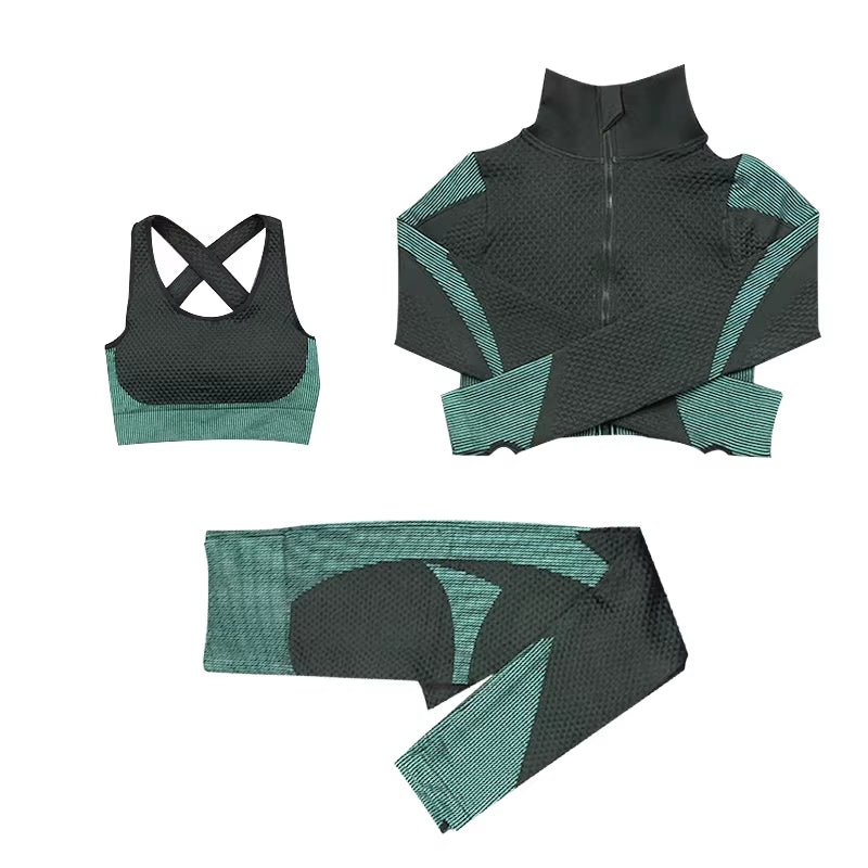 Seamless Yoga Set Women'S Sportswear Fitness Yoga Clothing Female Gym Workout Running Suit Quick Dry Breathable Active Wear