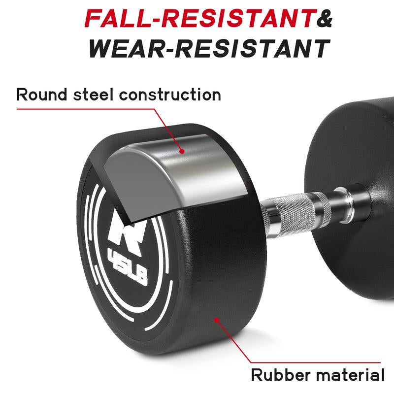 RITFIT Pvc-Coated round Head Dumbbells Set with A-Frame Rack for Home Gym Equipment & Workout Exercises