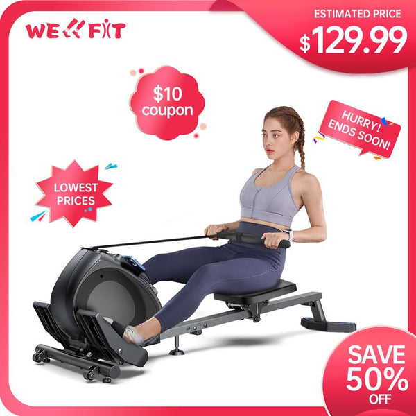 [WELLFIT] Magnetic Rowing Machine, Compact Upright Rower for Small Spaces, 8 Adjustable Resistance Levels, 300Lbs Capacity, Perfect for Home Workouts