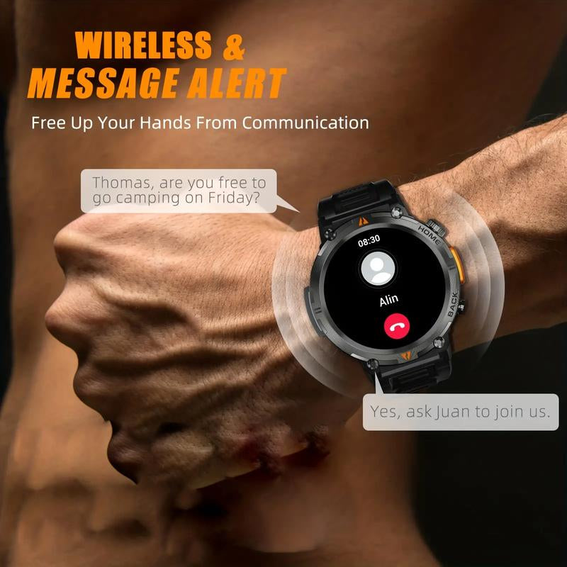 Sports Smart Watch for Men: LED Lighting, Answer/Make Calls, Outdoor Sports Watch, Fitness Tracker, Pedometer & More Android Devices Mobile Phone