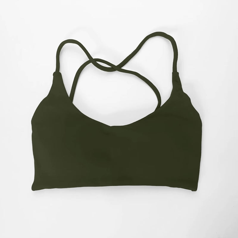 Twist Back Bra High Support Sports Top Women Gym Wear Workout Push-Up Seamless Yoga Underwear Fitness Running