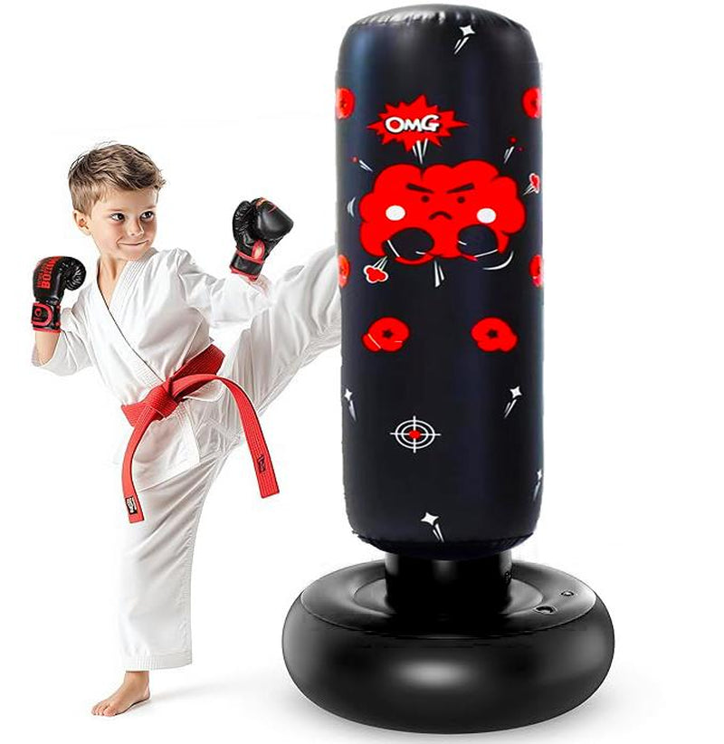 Inflatable Punching Bag for Kids, Standing Boxing Puching Bag, Tumble Boxing Column for Fitness, Boxing Equipment, Workout Equipment, Gym Accessories X'Mas Gifts