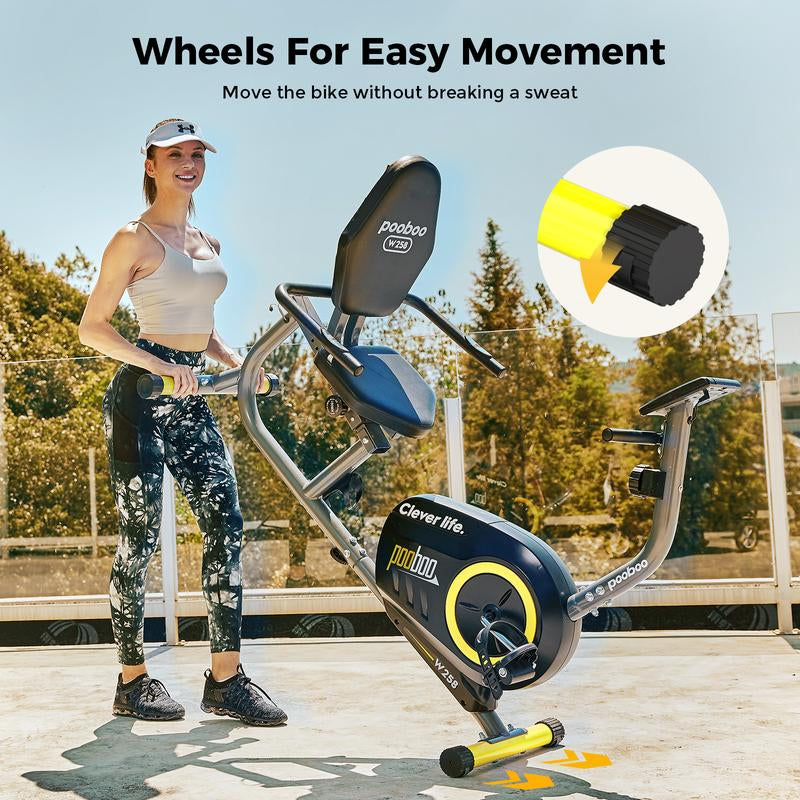 Pooboo Exercise Recumbent Exercise Bike, Home Cycling Fitness, Cardio Elliptical Indoor Training, Cycling Bikes Magnetic Resistance Adjustable