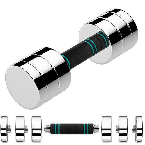 TLGREEN 1Pc Adjustable Steel Dumbbell, 5/10/15Lb Free Weights Set with Non-Slip, Comfortable Foam Handle,Ideal for Home Gym and Office Exercises,Single，Perfect for Gift