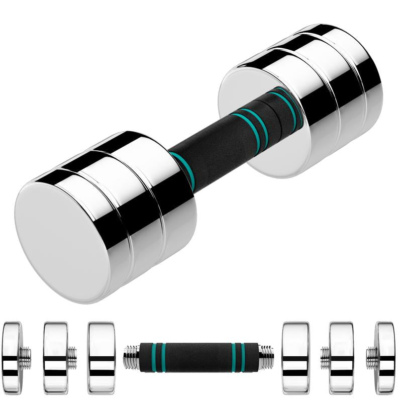 TLGREEN 1Pc Adjustable Steel Dumbbell, 5/10/15Lb Free Weights Set with Non-Slip, Comfortable Foam Handle,Ideal for Home Gym and Office Exercises,Single，Perfect for Gift