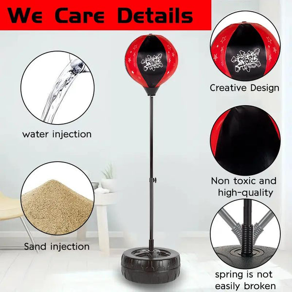 Adjustable Stand Punching Bag with Boxing Gloves - Fun and Safe Toy for Boys and Girls Ages 3+ - Ideal for Karate and Martial Arts Training Ideal Christmas Birthday Gift Protective Gear