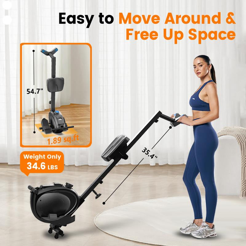 [WELLFIT] Magnetic Rowing Machine, Compact Upright Rower for Small Spaces, 8 Adjustable Resistance Levels, 300Lbs Capacity, Perfect for Home Workouts